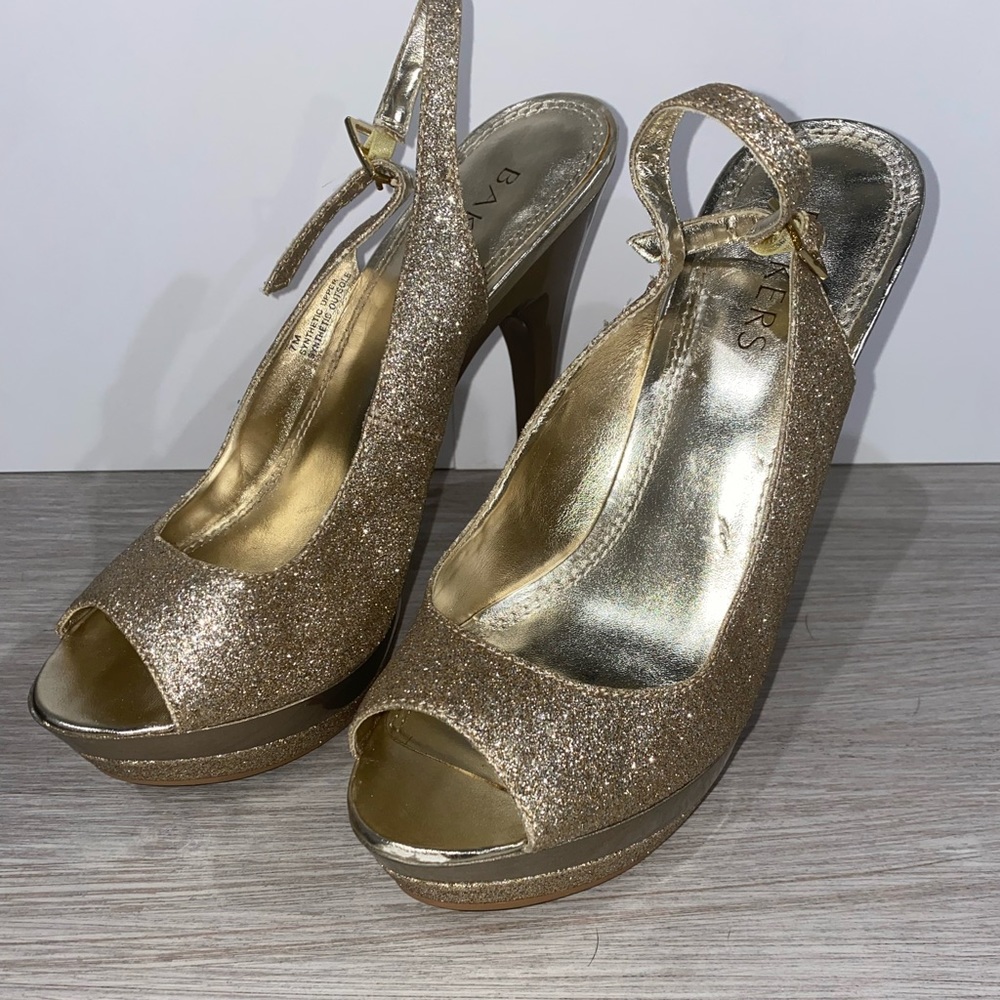 Bakers Gold Glitter Heels